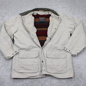 Woolrich Blanket Lined Jacket Adult Large Khaki Corduroy Collar Barn Chore Coat